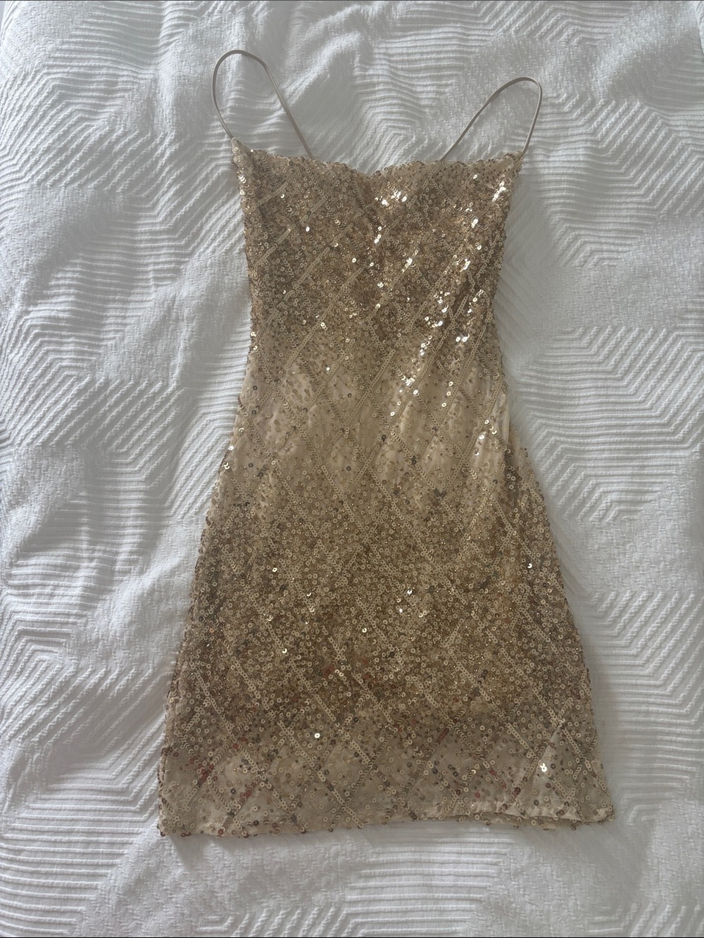 Gold Sequin Spaghetti Strap Mini Dress